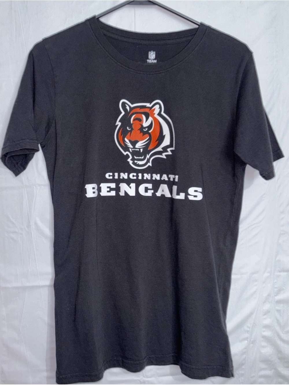 NFL Cincinnati Bengals Black Graphic Logo Tee with Orange Accent